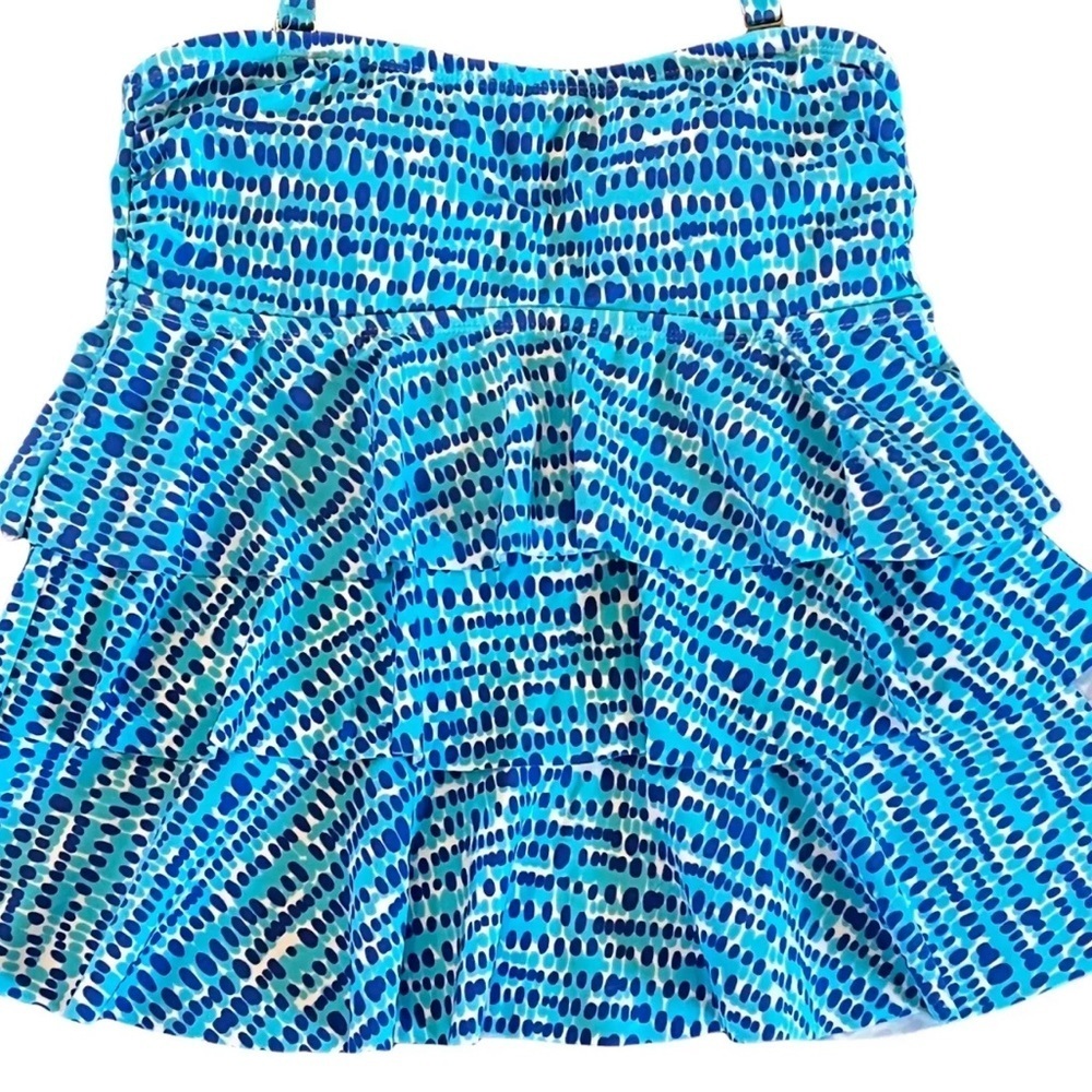 NWT Island Escape Printed Strapless or Halter Ruffled Tankini Top Size 6 - Picture 4 of 10
